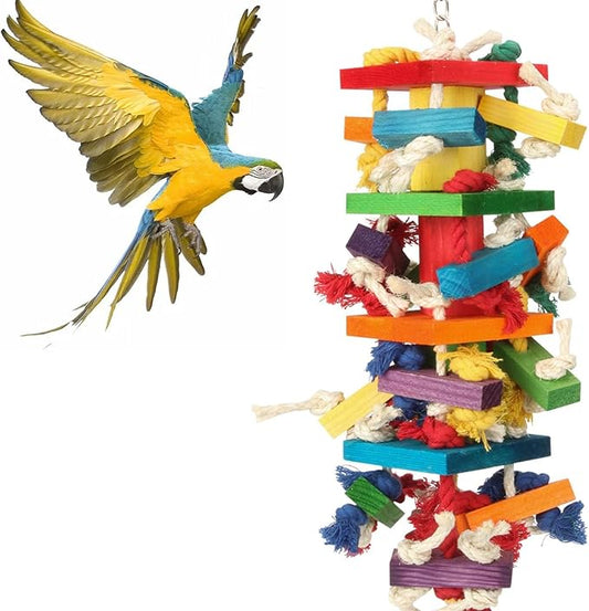 Extra Large Bird Parrot Toys for Macaws, African Greys, Amazons – Durable Parrot Chew Toy for Large Birds