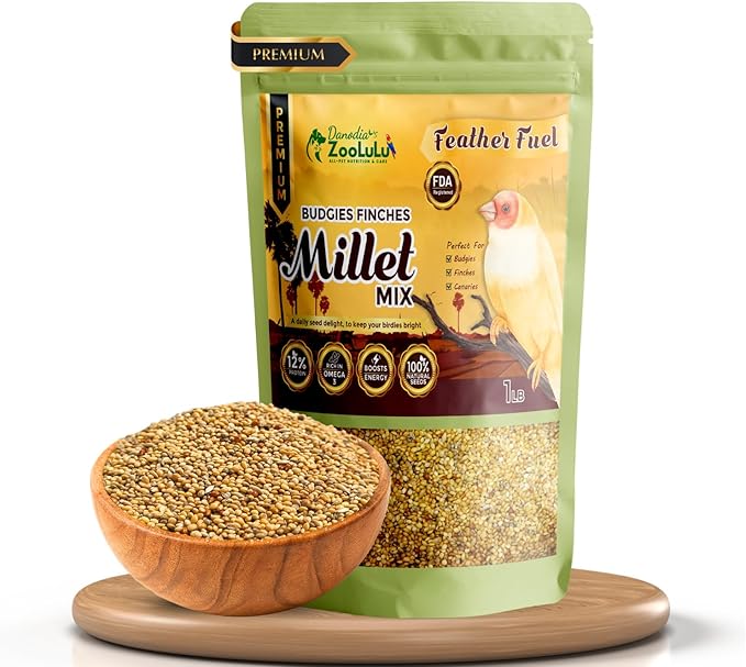 Danodia's Zoolulu Premium Budgies & Finches Millet Mix (450g /1 lbs) | Premium Bird Seed Blend for Budgies, Finches & Canaries | Daily Healthy Nutrition