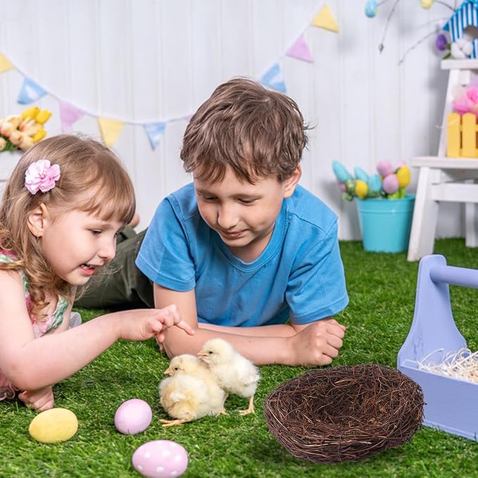 16 PCS 7 Inch Artificial Bird Nest for Crafts, Handicraft Rattan Bird's nest, Small Bird Nest, Bird's Nest Decorating Kit for Holiday, Table, Garden, DIY Terrarium Decor