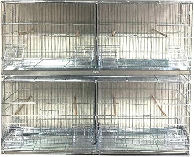 Lot of Extra Large NO Rust Stainless Galvanized Zinc Plated Stack and Lock Double Breeder Breeding Bird Flight Cage with Removable Divider and Breeder Nest Doors