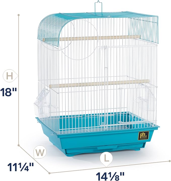 Prevue Pet Products South Beach Flat Top Bird Cage - Ideal for Finches, Canaries, Budgies, and Similarly Sized Birds, Minimal Assembly, Made of Powder-Coated Steel Wire Mesh - Teal