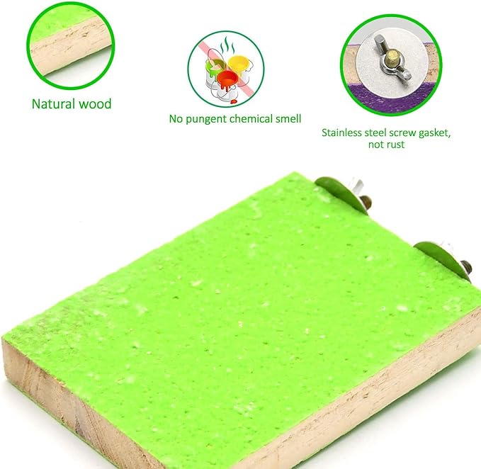 Mrli Pet Bird Cage Accessories, Parrot Perch Stand Platform Natural Wood Grinding for Budgie Parakeet Cockatiels Conure Lovebirds, Yellow