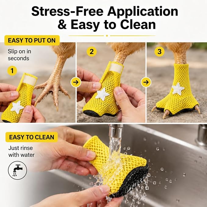 Chicken Boots for Chickens - Breathable Poultry Shoes with Non-Slip Sole for Backyard Chickens (Little Stars)