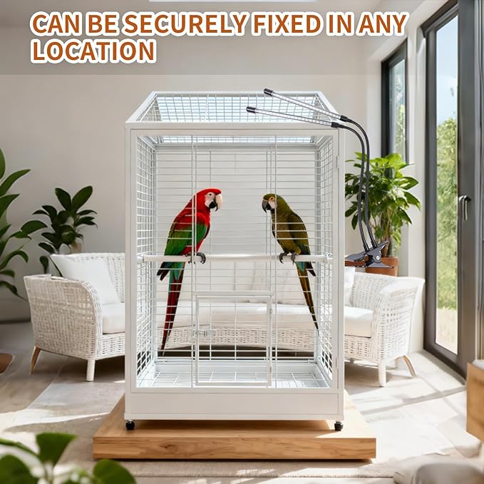 Bird Cage Light with Timer 10 Dimming Levels, 60 LED Beads, Bird Light Avian Lights for Birds Simulate Sunlight for Parrots & Pet Birds