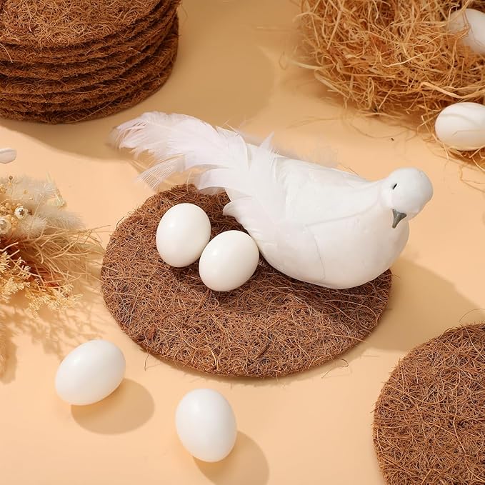 POPETPOP 10 Pcs Bird Nesting Pads, Coconut Palm Silk Pigeon Nest Mat, Bird Nesting Material, Parrots Nesting Box Pads for Pet Parakeet Breeding Hatching, Pigeon Supplies