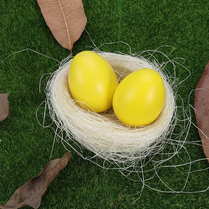 Hemoton 20Pcs Artificial Bird Nest, Natural Rattan Birds Nest Crafts, Easter Bird Nest Decorating Kit for Crafts, Easter, Party, Wedding, Patio (Hemp Thread Color)