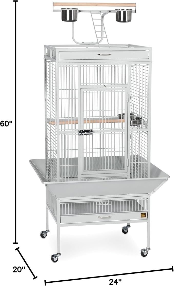 Prevue Pet Products Wrought Iron Select Bird Cage - Large Steel Cage with Rolling Stand and Seed Guards, Durable Design, Ideal for Conures and Medium Birds - Pewter Hammertone