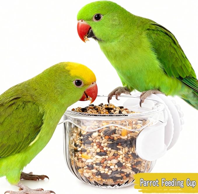 Parrot Feeder Set - 2-Piece Hanging Parrot Feeder for Bird Cages, Suitable for Cockatiels, Lovebirds, Macaws, and Other Pet Birds (Pink)