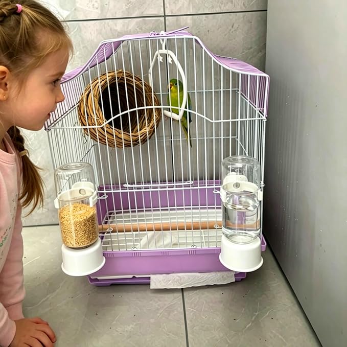 Bird Water Dispenser, Bebederos para Pajaritos, Automatic Parakeet Water Dispenser Feeder for Birds, 140 mL Water Capacity