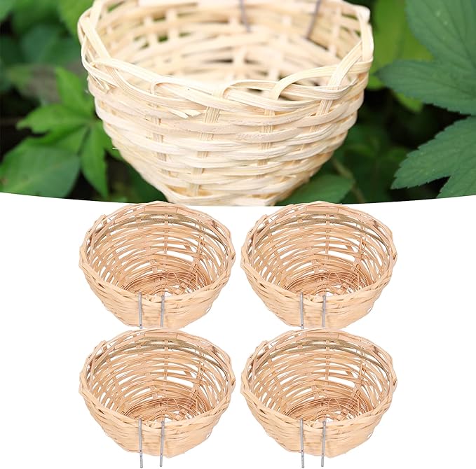 TOPINCN 4pcs, Handmade Weaving Breeding Resting Bird House with Hook Decoration for Parrots Canary