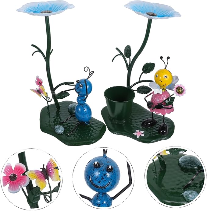 2 Pcs Mini Bird Feeder Garden Decor Metal Outdoor Art for Balconies and Yards Ant Design for Attracting Birds and Enhancing Outdoor Spaces