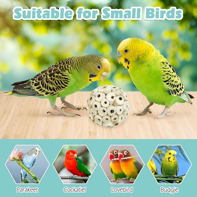 PINVNBY 12 Pack Small Sola Balls Bird Toys Soft & Chewable Bird Chew Ball Natural Sola Plant Lightweight Shred Toy for Parakeet Cockatiel Lovebird Budgie and Similar Sizes Pets