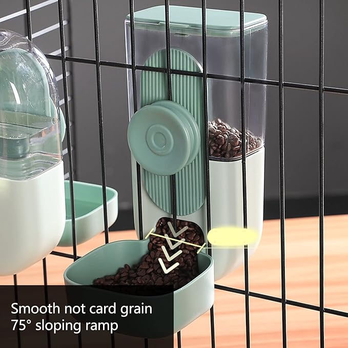 Hanging Automatic Pet Food Water Dispenser, Cage Cat Food Bowl Dog Feeding Station, Auto Gravity Pet Feeder with Bowl for Bird Puppy and Kitten Rabbit Chinchilla Ferret (Mint Green)