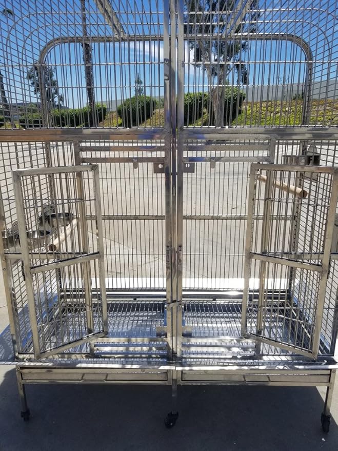 XL Size Full 304 Stainless Steel Double Macaw Cockatoo Parrot Bird Pet Breeder Cage w/Divider SUS304 Medical Grade Steel