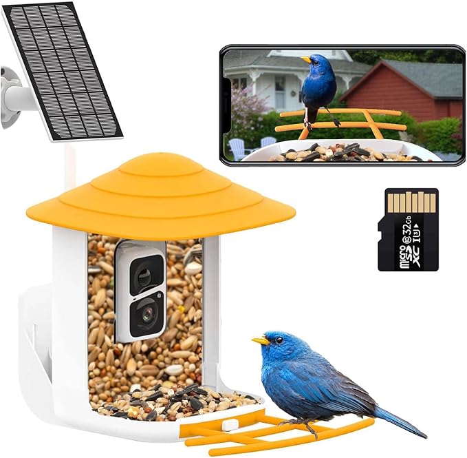 4UCam Smart Bird Feeder with Camera Solar Panel Powered, 1080HD Auto Capture Bird Videos & Instant Notifications, AI Intelligent Recognition Birds Spieces-Wireless Camera, with two-way Auto Capture 32