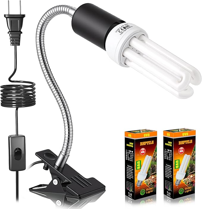 Bird Cage UVB Light Combo Kit, Avian Sun Lamp 2.4% UVB UVA 20W Compact Fluorescent Bulb for All Kinds Captive Birds, 2 Bulbs Included