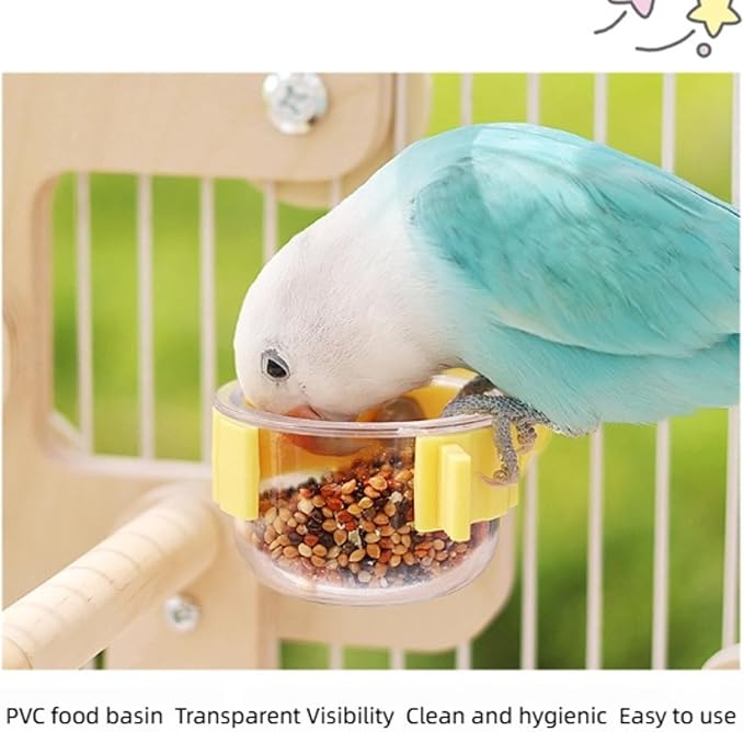Wooden Playground with 5 Perches for Parrots, Bird Cage Accessories Wooden Playing Gyms Exercise Sturdy for Lovebird Budgie Conure Cockatiel Quaker Caique Small to Medium Parrots