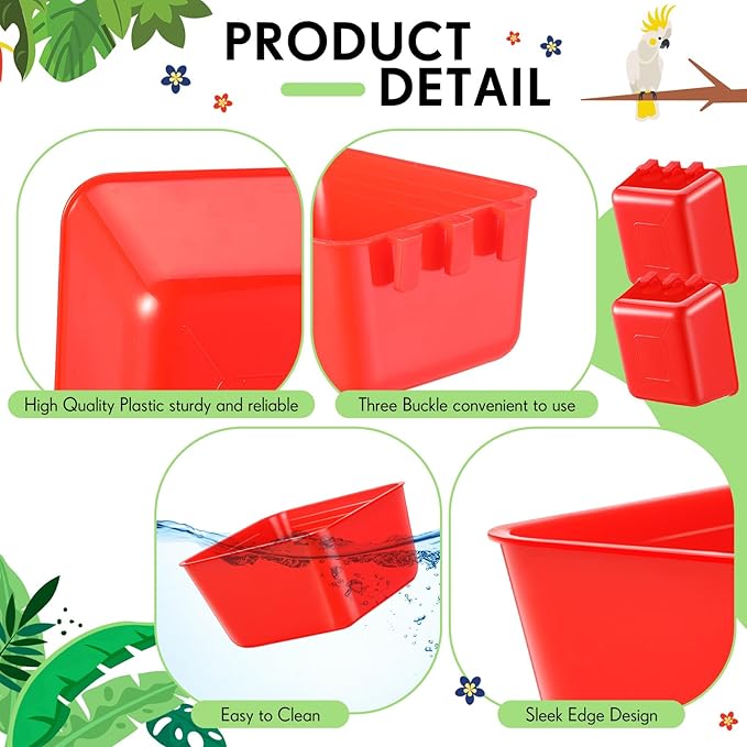 Maxdot 20 Pcs Chicken Water Feeder Cups 16 oz Pigeon Bird Feeder Cups Hanging Cage Chicken Water Cup for Pet Parrot Rooster Parakeet Bunny Gamefowl Poultry Wire Hutch(Red)