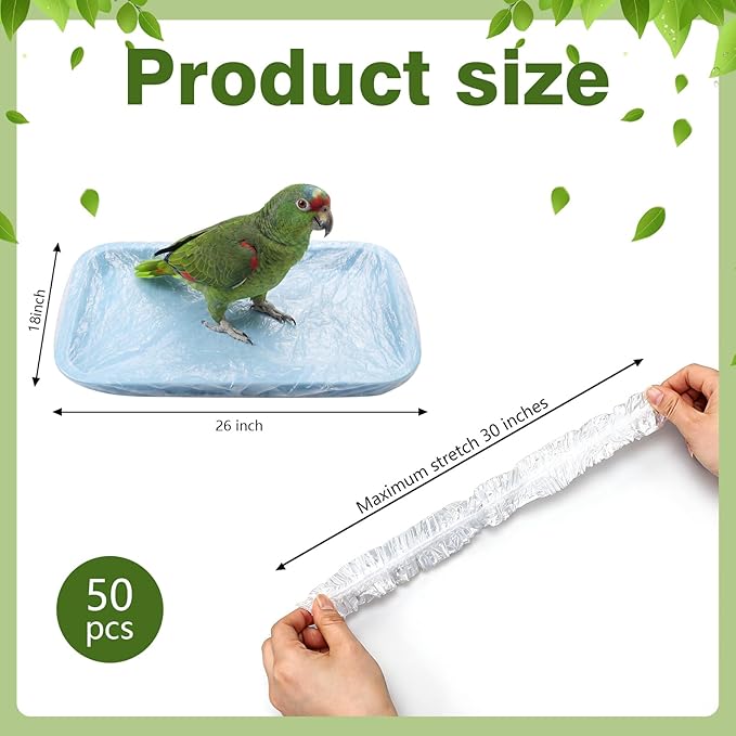 100 Pcs Disposable Bird Cage Liners Clear Plastic Parakeet Liner Bags, Universal Birdcage Liner Bags for Parakeets Parrots Finches Canaries Cockatiels, Bird Cage Accessories (26 x 18 Inches)