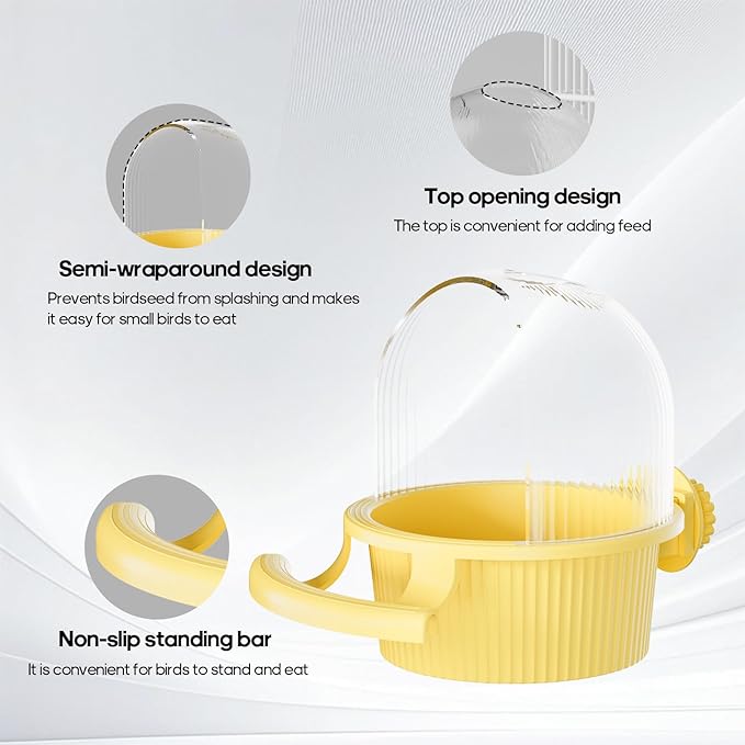 No Mess Bird Feeder Water Dispenser Set, Automatic Hydration, Bird Cage Accessories for Cockatiels Parrots Lovebirds Canarys Finches Budgies and Other Small to Medium Sized Birds (Purple + White)