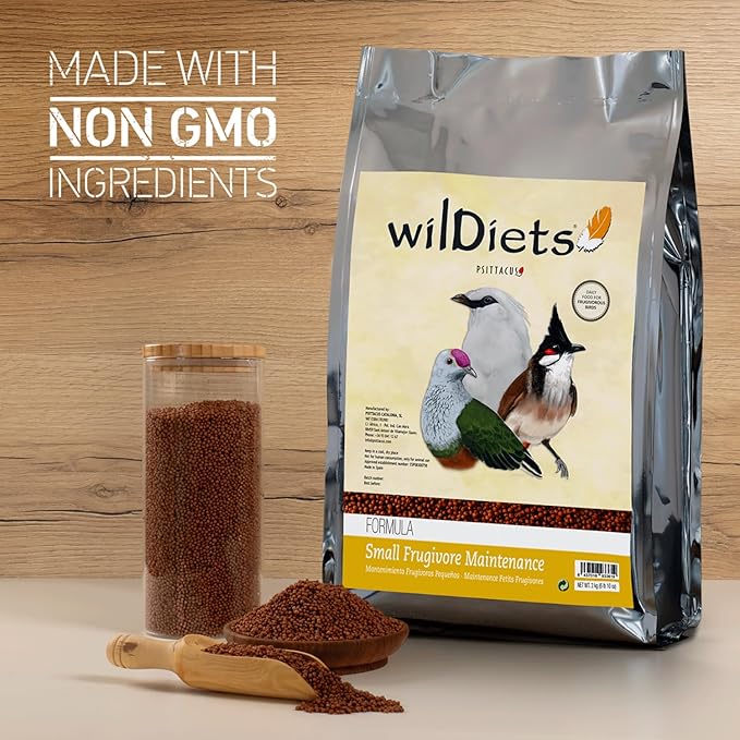 Psittacus Small Frugivore Maintenance 6.6 lb | Low-Iron Breeding Pellet Diet for Small Sized Fruit Eating Softbills | Premium Food for Birds, 100% no-GMO
