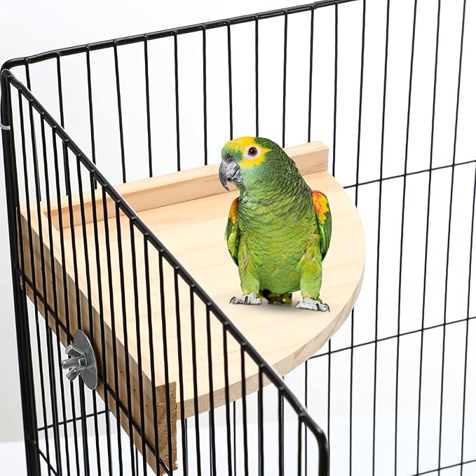 Wettarn 6 Pcs Bird Perch Platform Bird Corner Parrot Perch Corner Wooden Stand Sector Playground Cage Accessories Shelf for Parakeet Conure Cockatiel Budgie Gerbil Rat (7.1 x 7.1 Inch,Platform)