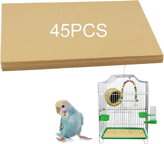 45 Pcs Bird cage Liner Paper, 11 x 17 inch Gravel Liner Paper for Bird Cage, Parrot Cage Sandpapers Cushion Pad Birdcage Liner Bedding Calcium Paper Special for Bird Cage in Sea Sand