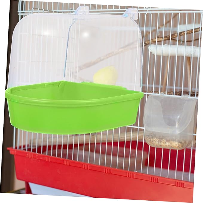 HANABASS Parrot Shower Box Bird Bath for Cage Small Parakeet Bathing Tub with Smooth Edges 5.31X5.11X4.92 Inches Plastic Bird Cage Accessory