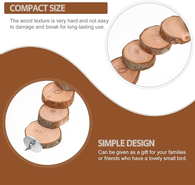 Kisangel Natural Wood Bird Ladder for Cage, Bendable Parrot Perch Bridge, Climbing Toy & Exercise Stand for Small Animals, Budgies, Parakeets, Cockatiels