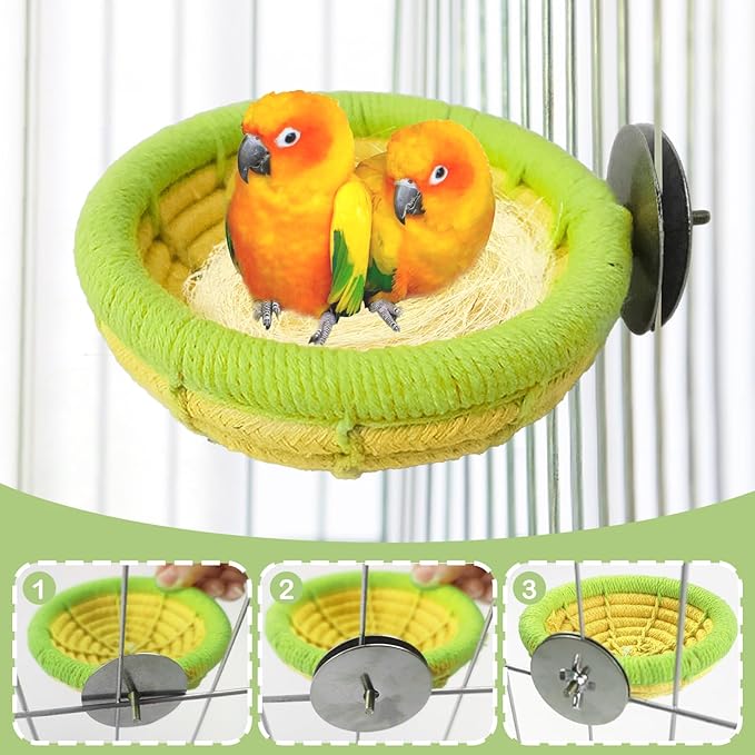 Cotton Rope Bird Nest Handmade Bird Breeding Nest Parrot Hatching Nesting for Budgie Canary Parakeet Finch Cockatiel Lovebird and Other Small Birds