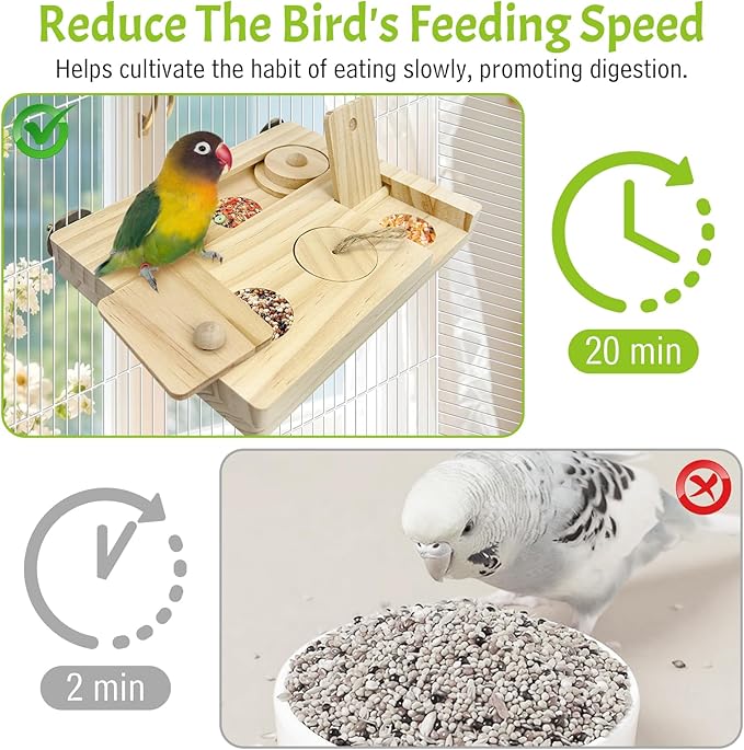 Hamiledyi Bird Foraging Toys Interactive Wooden Parrot Puzzle Toys Hanging Enrichment Toys Bird Slow Feeder Cage Accessories for Parakeet Cockatiel Lovebird Conure Finche