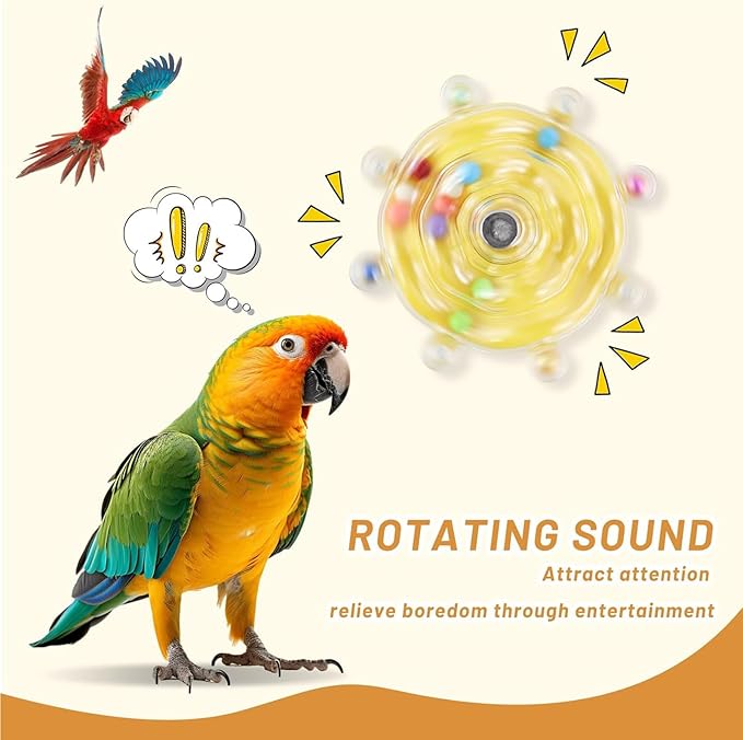 2Pack Bird Spinner Toys for Parakeets, Colorful Spinning Wheel Chew Toys, Interactive Rotate Rattle Parrot Toys for Bird Cage, Accessories for Entertainment Chewing Exercise