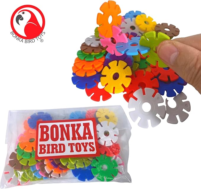 Bonka Bird Toys 3839 Round Snowflakes Bird Toys, Pack 50, 1" Diameter
