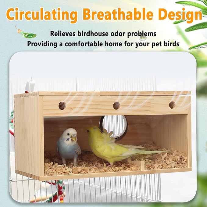 kathson Parakeet Nesting Box,Transparent Parrots Breeding Mating Boxes Nest House,Bird Cage Nesting Box for Cockatiel,Budgie,Lovebirds,Conure,Finch,Canary,L