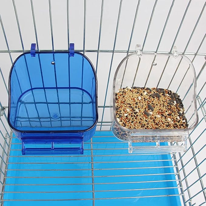 Bird Bath Tub with Perch for Cage - Parrot Birdbath Shower Accessories for Small Birds - Cockatiel, Parakeet, Conure, Canary