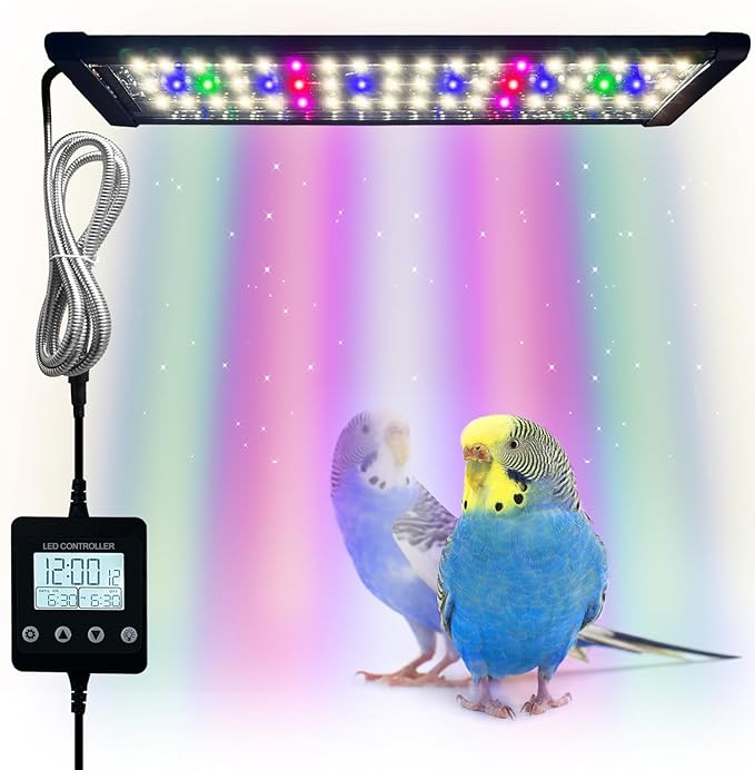 Bird Cage Light,Bird Lamp,Bird Lighting Timed Lighting Off,Full Spectrum LED Pet Light,Simulates Natural Environment,Birdcage Accessories,for All Kinds Captive Birds