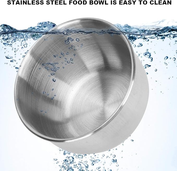 Pet Feeder, Parrots Feeding Dish Cups Stainless Steel Food Water Feeder Cage Accessory with Stand