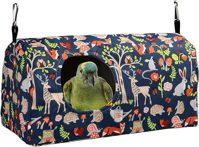 ShuRung Parrot Cockatiel Warm House Bird Nest Bed Winter Hanging Hammock Birds Sleeping Bed Parrot Hideway Bed Polyester Fabric for Parrot Parakeet Cockatiels Budgies Lovebird African Grey (L)