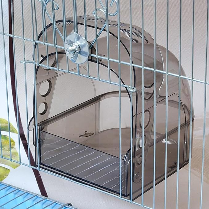 Bird Bath Cage, Cleaning Pet Supplies Cockatiel Bird Clean Bathtub with Hanging Hooks and Bottom Drawer for Cage Parrot Hanging Bathing Tub Bath Shower Box Accessory Supplies(Transparent)