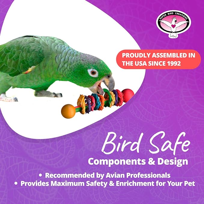 Super Bird Creations SB50013 Favorite Bird Foot Toys Assortment - Engaging Variety Pack for Medium to Large Birds - Ringnecks Quakers Parros - Stimulating Foot Exercise & Satisfies Foraging Behavior