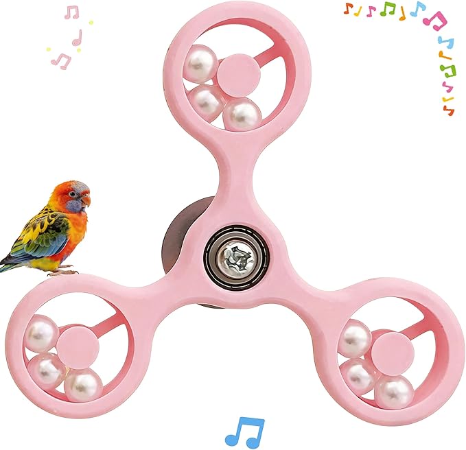Spinning Bird-Toys Bird Cage Toys & Bird Perch Parrot-Parakeet Budgie Cockatiel Conure Macaw Chicken Parrot Enrichment Cage Accessories Small Animal Chewing Toy (Pink Spinner)