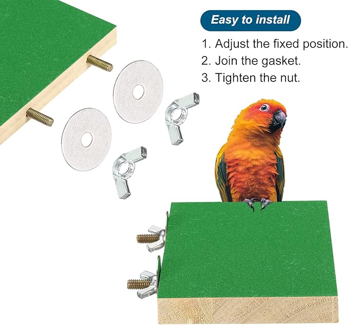 PATIKIL Bird Perch Stand Platform, 1 Set Parrot Stand Platform Playground Paw Grinding Clean for Parakeet Cockatiel Cage Accessory, Green Blue