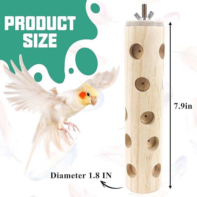 Natural Bird Wooden Block Chewing Toy,Parakeet Toys, Bird Cage Accessories for Hamster Cockatiels Conures Budgie
