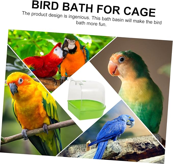 HANABASS Parrot Shower Box Bird Bath for Cage Small Parakeet Bathing Tub with Smooth Edges 5.31X5.11X4.92 Inches Plastic Bird Cage Accessory