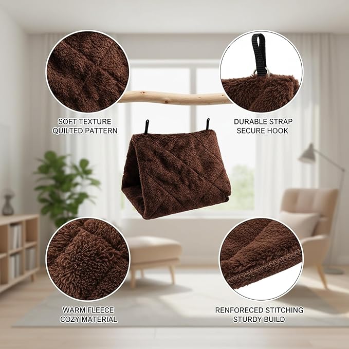 Bird Bed, Bird Hammock, Bird Nest, 3-Piece Set in for Multi-Bird Households and Breeders, Winter Warmth Protection and Stress Relief Hiding, Durable Material Construction