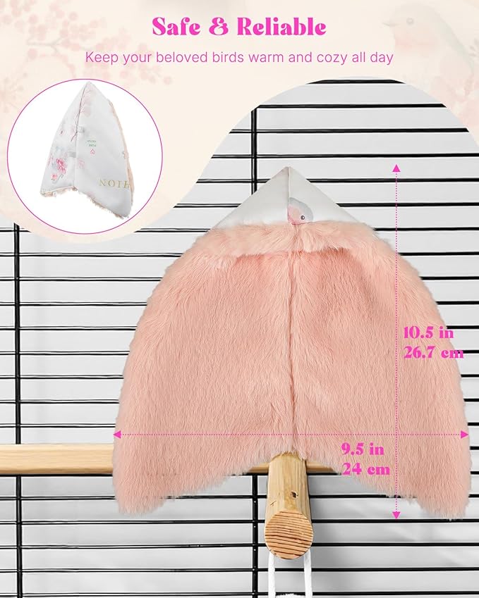 Pawfly Bird Blanket for Cage, Warm Bird Bed for Cage, Snuggle Hut, Snuggle Bed, Hanging Sleeping Nest, Cozy Bird Warmer for Parrot, Cockatiel & Parakeet, 10.5" x 9.5"