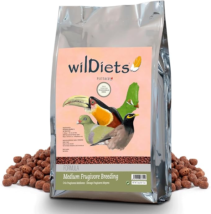 Psittacus Medium Frugivore Breeding 6.6 lb | Low-Iron Breeding Pellet Diet for Medium Sized Fruit Eating Softbills Toucans Mynahs Turacos | Premium Food for Birds, 100% no-GMO