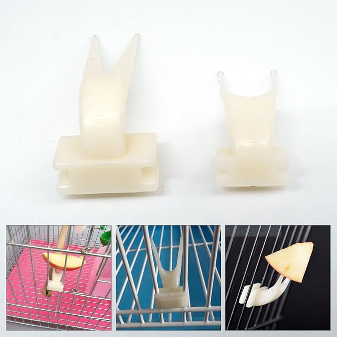 nomal 10Pcs Plastic Bird Parrot Fruit Fork Pet Birds Vegetable Food Holder Pin Clip Bird Feeder for Budgie Canary Small Animal Cage (Small+Large) (10)