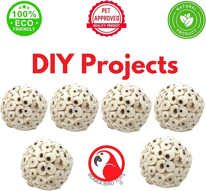 Bonka Bird Toys Mini Sola Atta Balls Foot Talon Craft Part Parrot Cage Toy Cockatiel, Conure, Caiques, and Similar Breeds (3891 Pack 6)