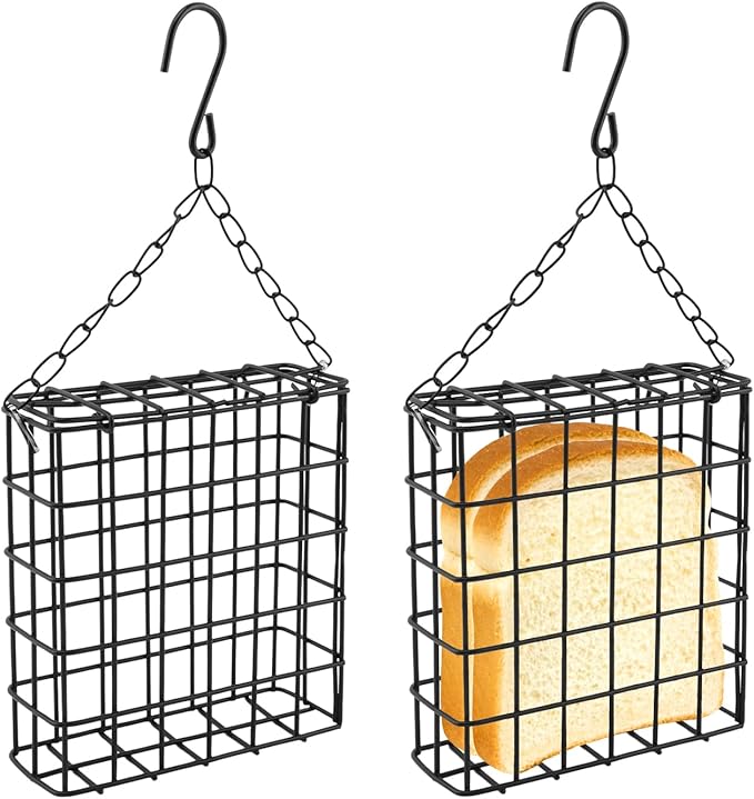 2Pcs Outdoor Suet Cage Bird Feeder, Hanging Wild Bird Feeder with Single Suet Cake Capacity, Multi-Use for Suet/Oranges/Nesting